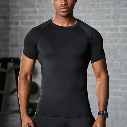 Round Neck Raglan Compression Shirt For Athletes With Breathable Flex Fit And All Day Comfort