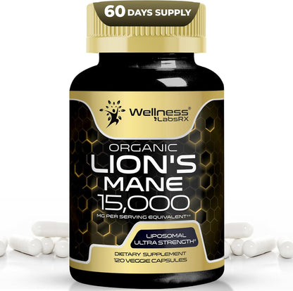 Lions Mane Supplement Capsules - 120 Count - Mushroom Supplement, Brain Suppleme