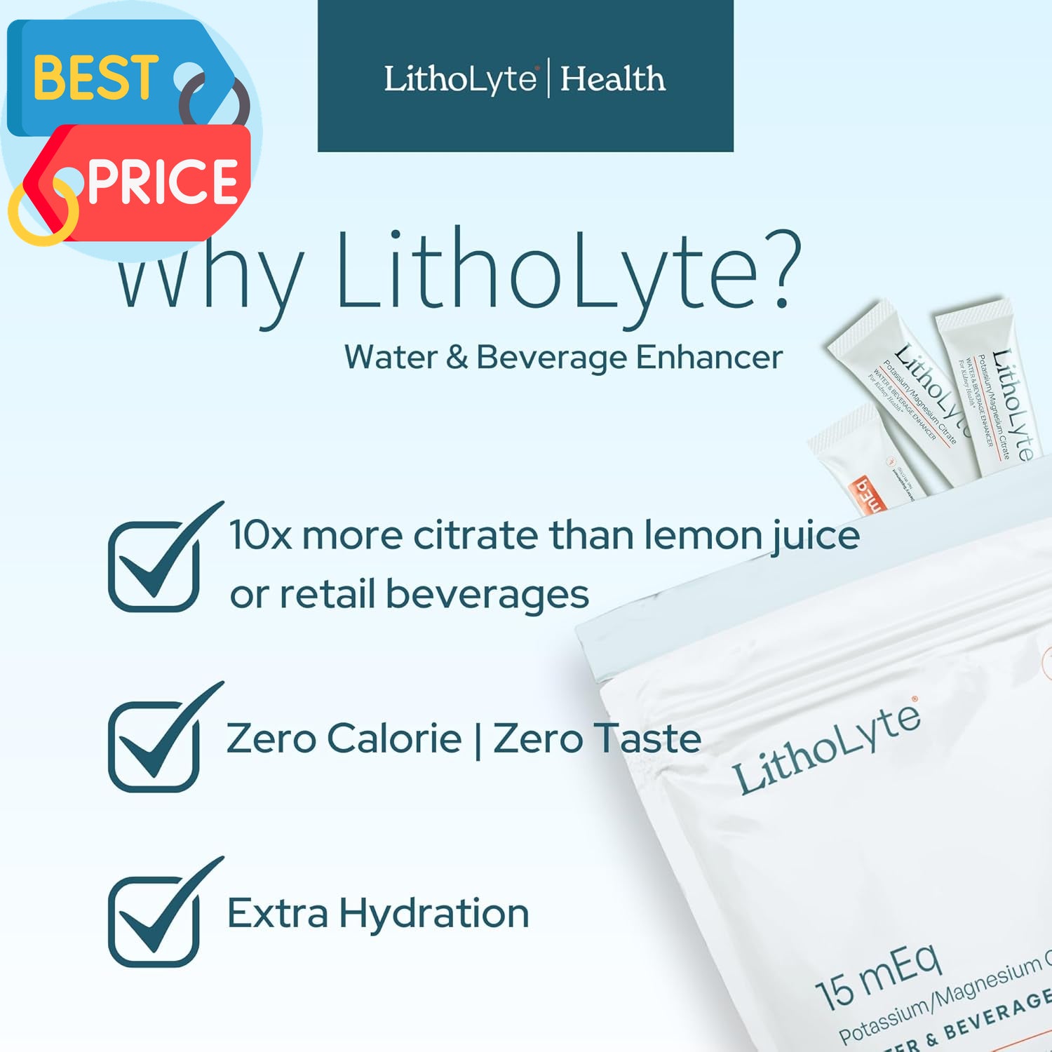 Kidney Health 15 Meq | Water & Beverage Enhancer for Kidney Health | Developed B