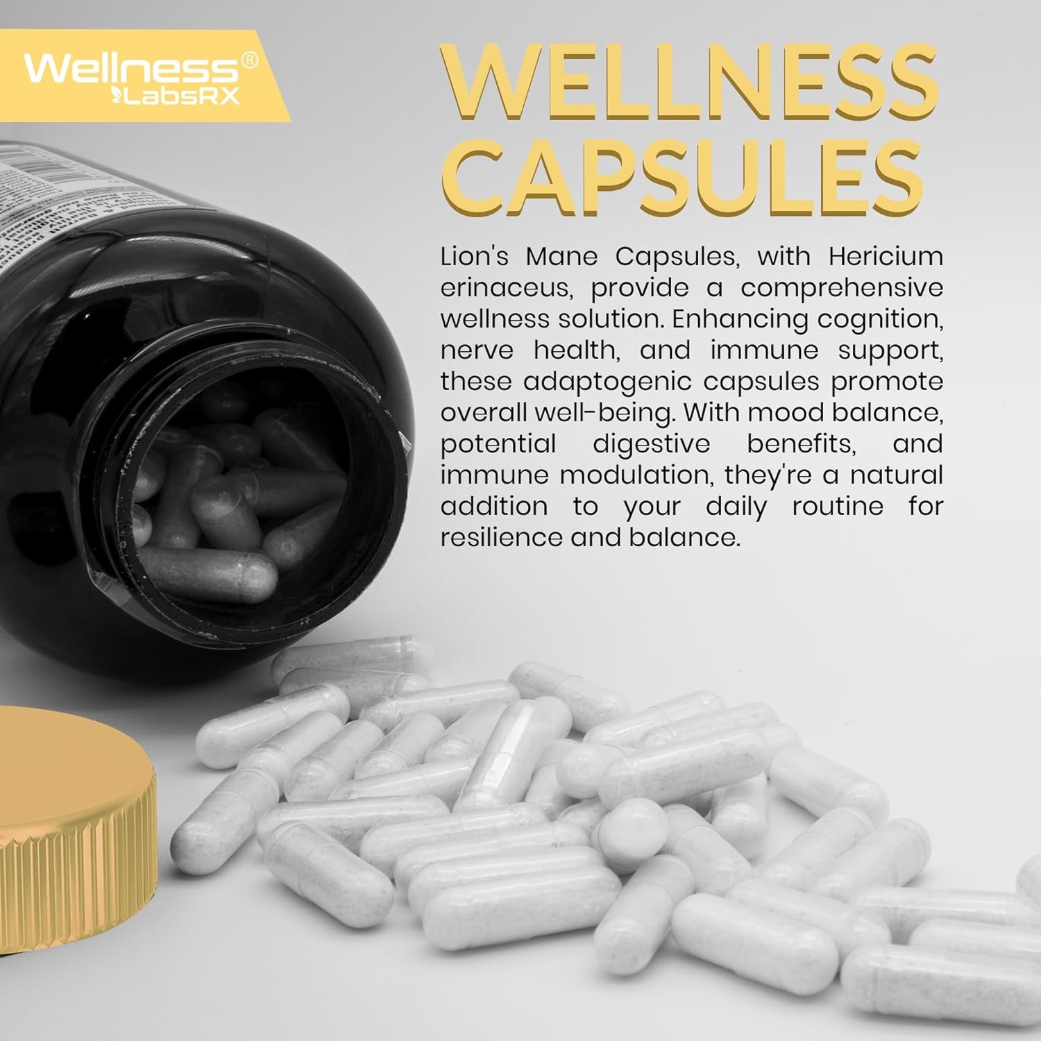 Lions Mane Supplement Capsules - 120 Count - Mushroom Supplement, Brain Suppleme
