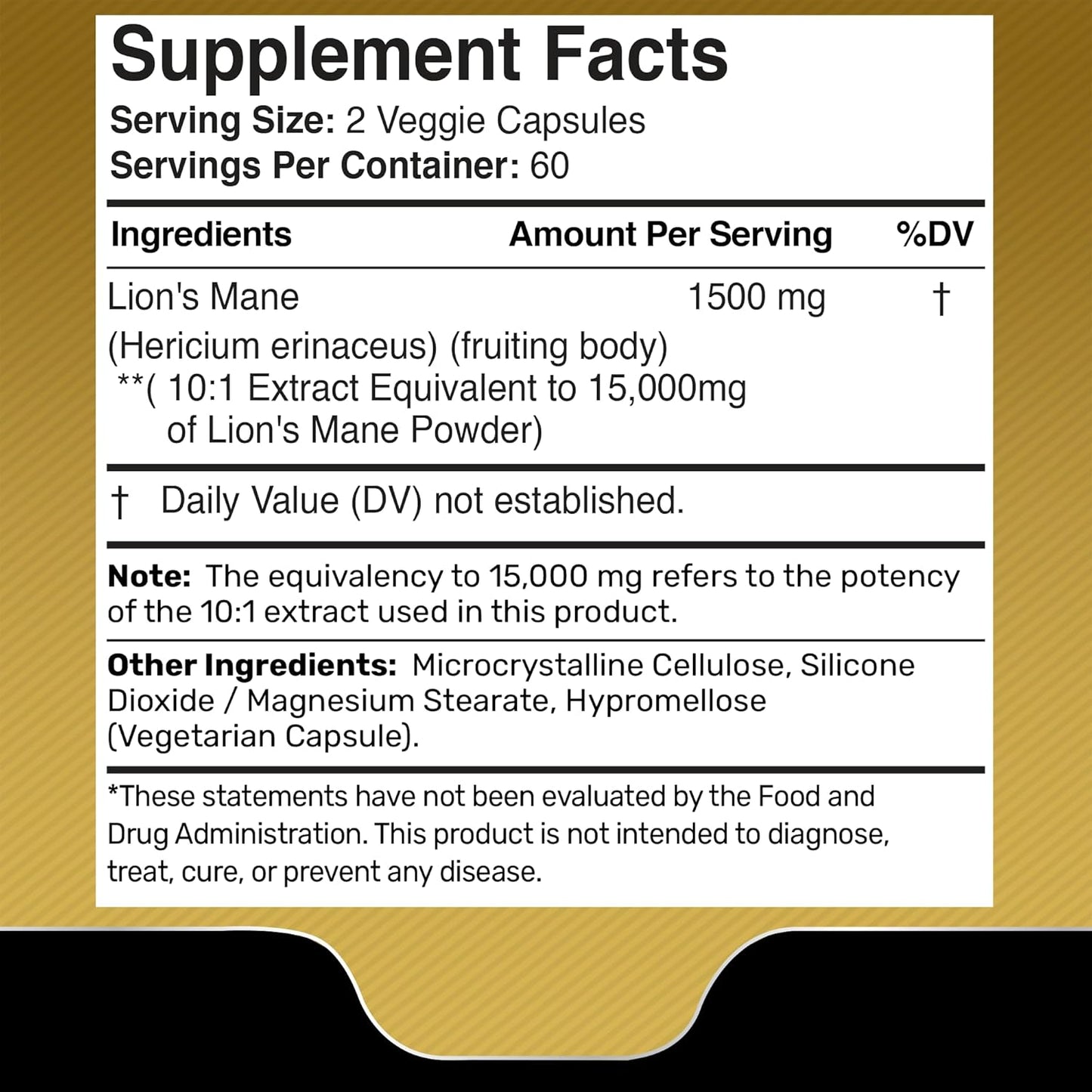 Lions Mane Supplement Capsules - 120 Count - Mushroom Supplement, Brain Suppleme